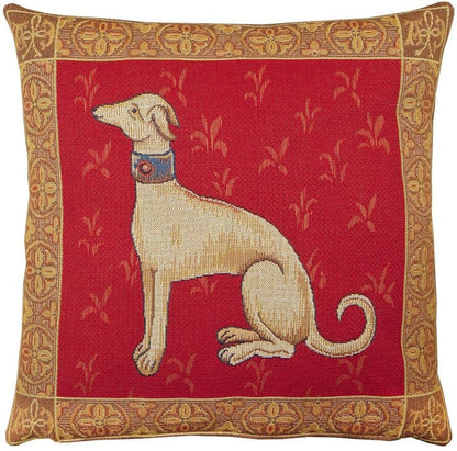 Cluny Whippet Tapestry Cushion with Feather Filler 