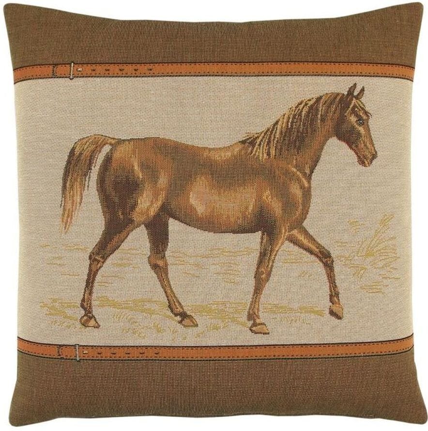 Horse Tapestry Cushion with Feather Filler 