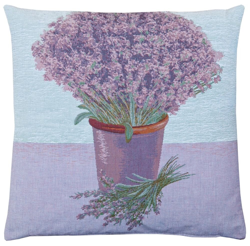 Lavender Pot Tapestry Cushion with Feather Filler 