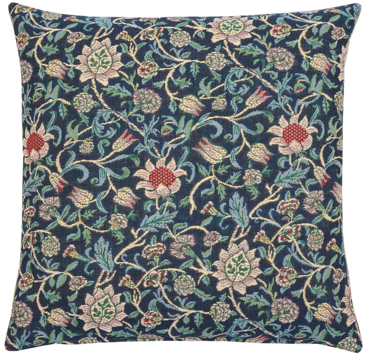 Morris Evenlode Blue Tapestry Cushion with Feather Filler 