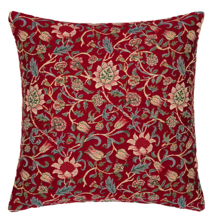 Evenlode Red Tapestry Cushion with Feather Filler 