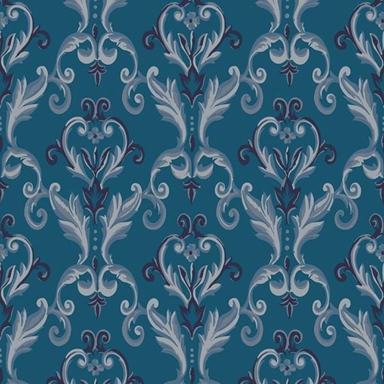 600104 - Baroque Heritage Wallpaper - Blue - K & K