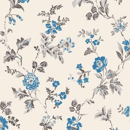 600311 - Romance Heritage Wallpaper - Cream & Blue - K & K
