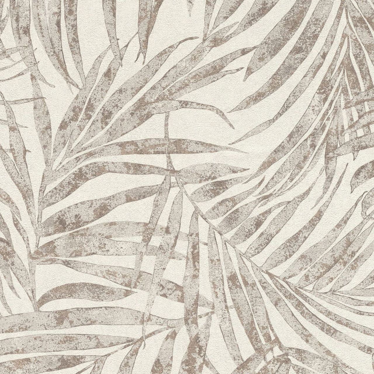 617412 - Linares Leaves Wallpaper - Cream & Taupe - Rasch