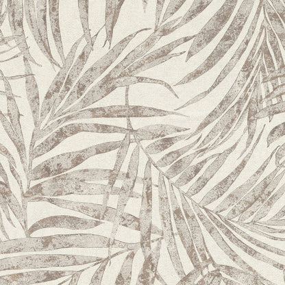 617412 - Linares Leaves Wallpaper - Cream & Taupe - Rasch