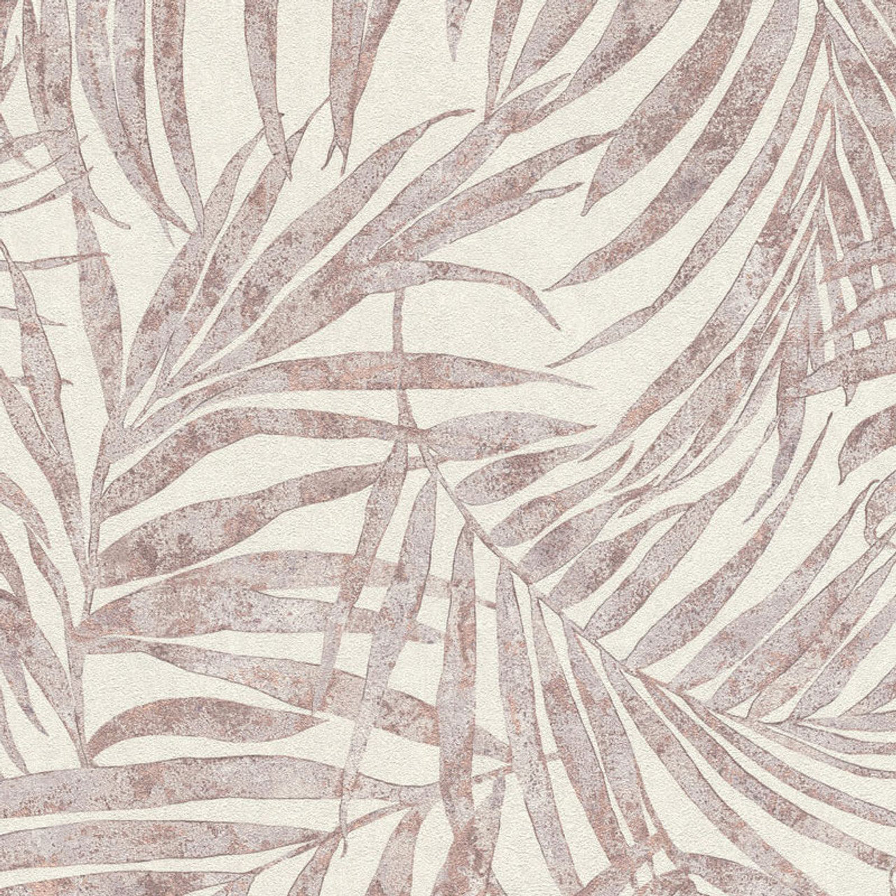 617436 - Linares Leaves Wallpaper - Pink/Grey & Cream - Rasch