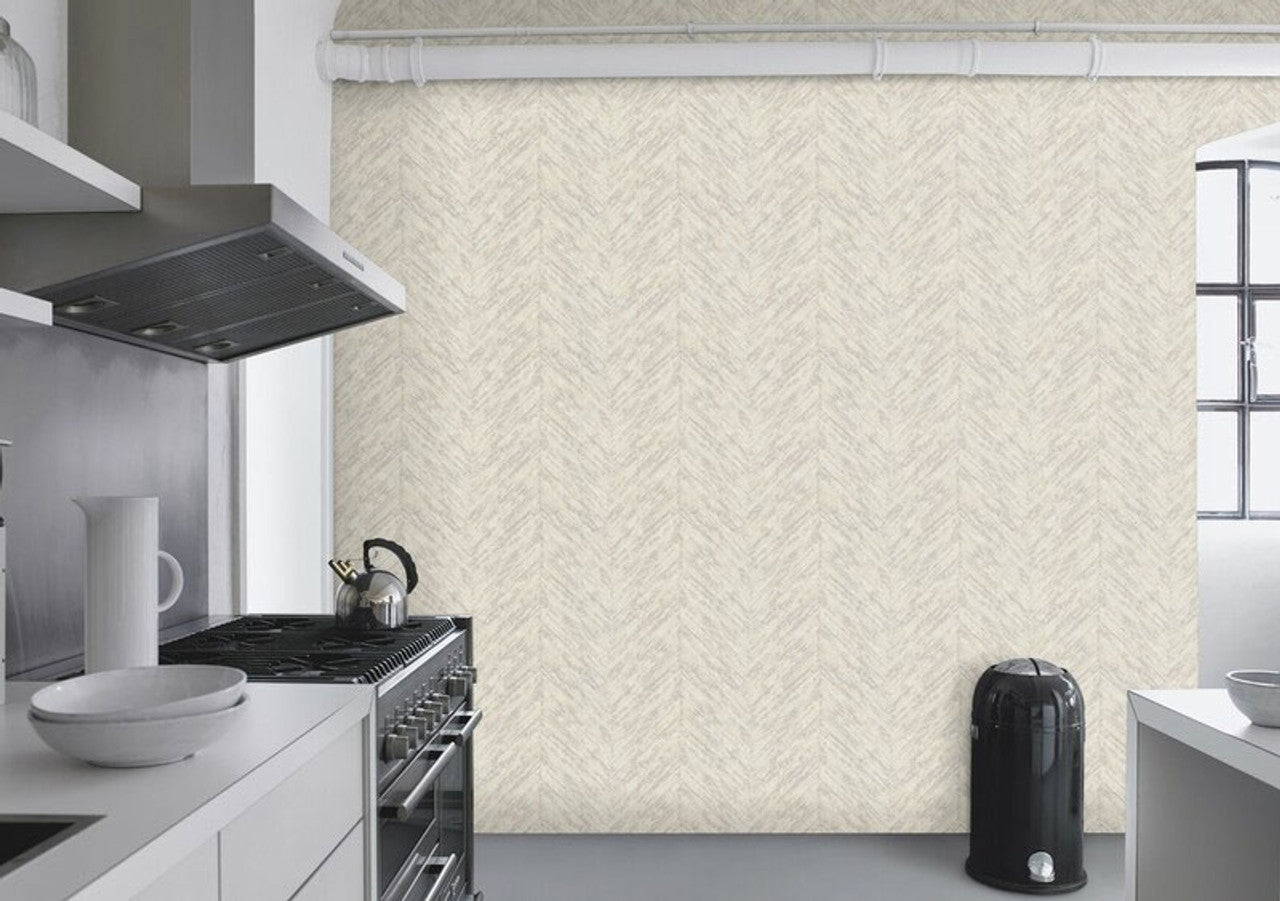 617511 - Linares Chevron Wallpaper - Cream & Taupe - Rasch
