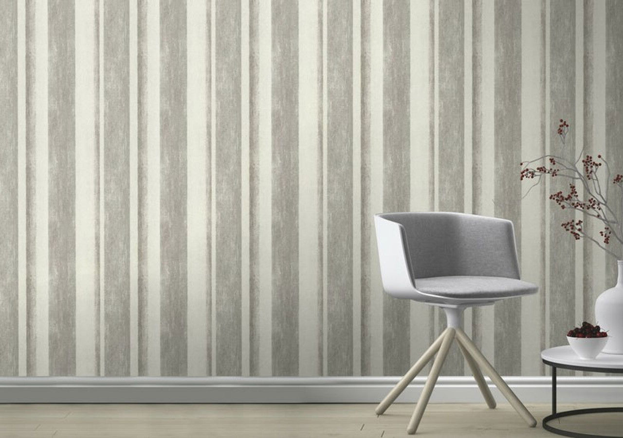 617764 - Linares Stripe Wallpaper - Taupe & Cream - Rasch