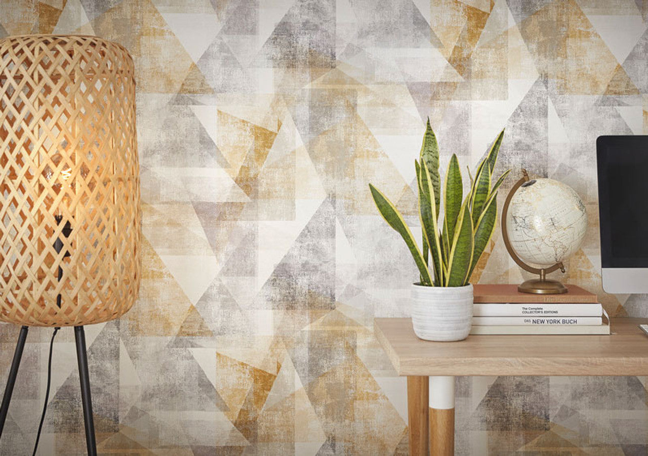 617948 - Linares Geometric Wallpaper - Yellow - Rasch