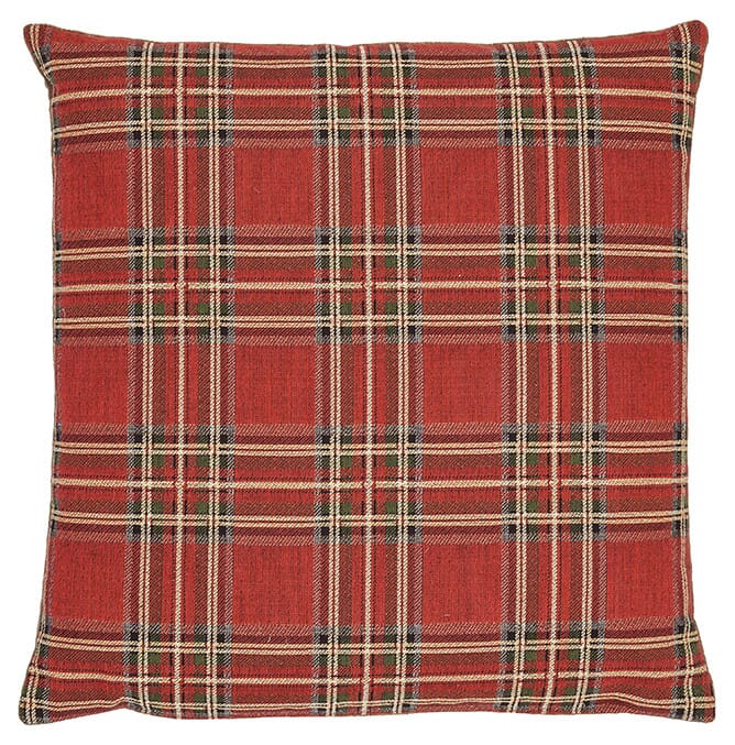 Red Tartan Tapestry Cushion with Feather Filler 