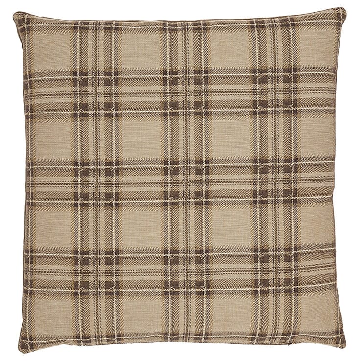 Beige Tartan Tapestry Cushion with Feather Filler 