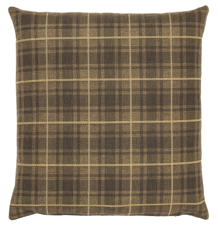 Brown Tartan Tapestry Cushion with Feather Filler 