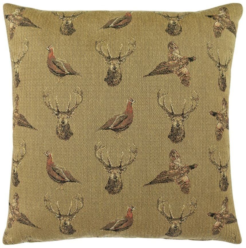 Highland Earth Tapestry Cushion with Feather Filler 