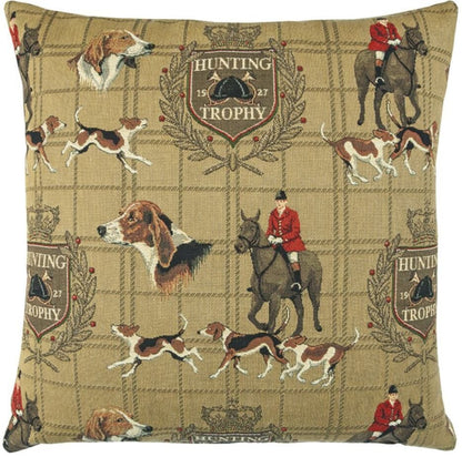 Hunting Trophy Tapestry Cushion with Feather Filler 