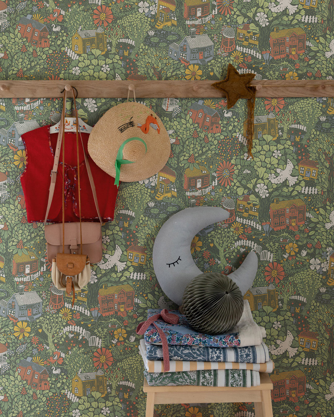 63003 - Bygga Bo Wallpaper - Dark Green - Midbec