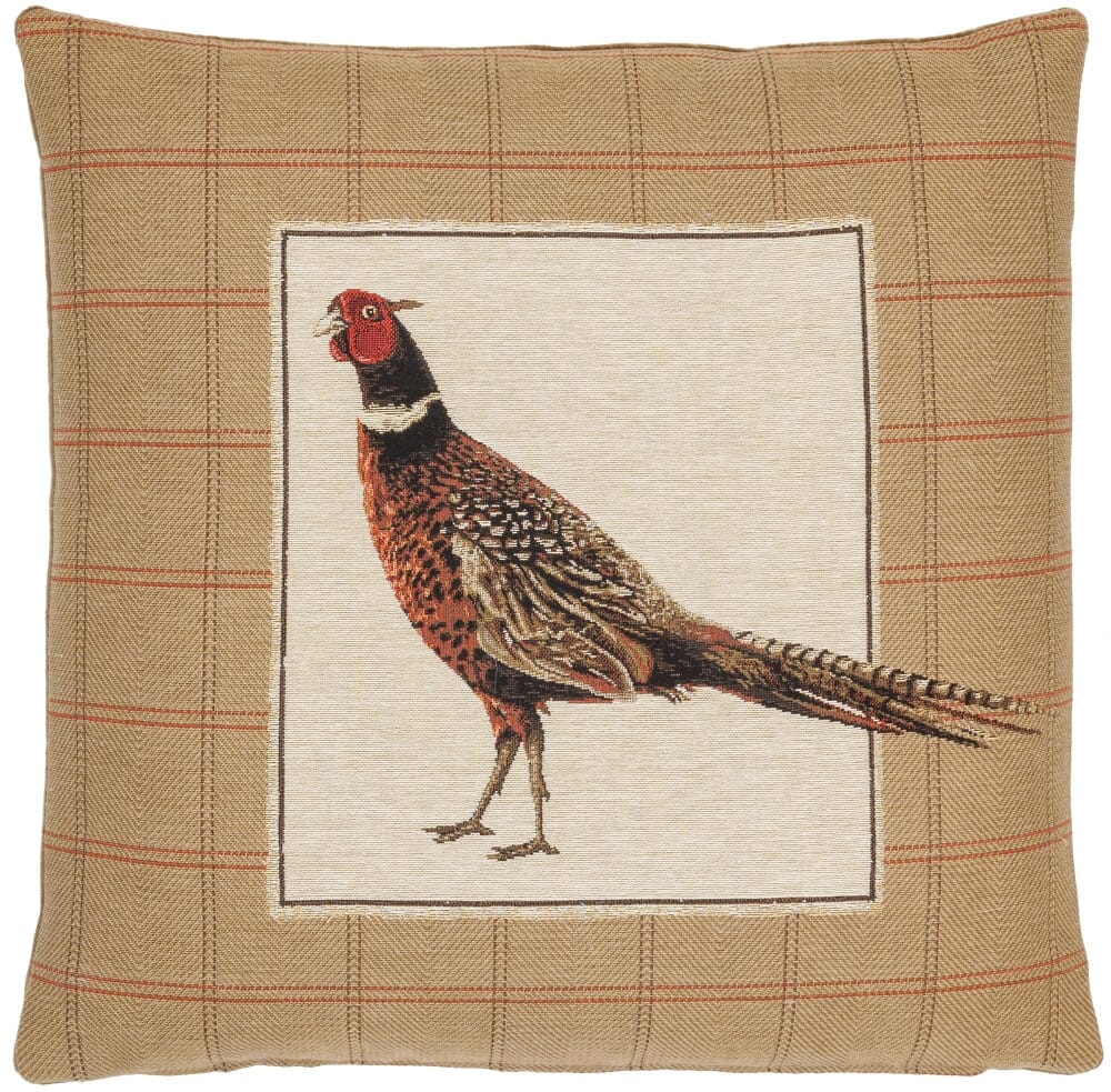 Strutting Pheasant Right Tapestry Cushion with Feather Filler 