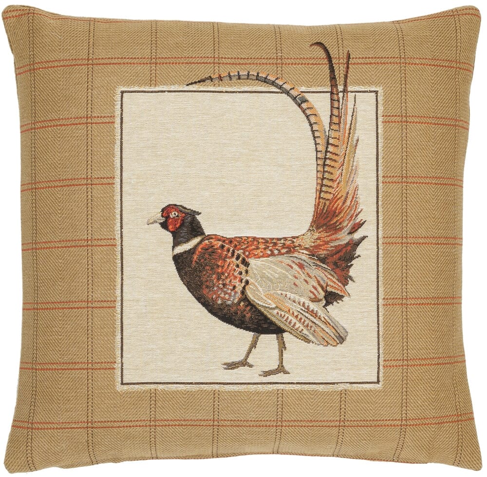 Fantail Pheasant Right Tapestry Cushion with Feather Filler 