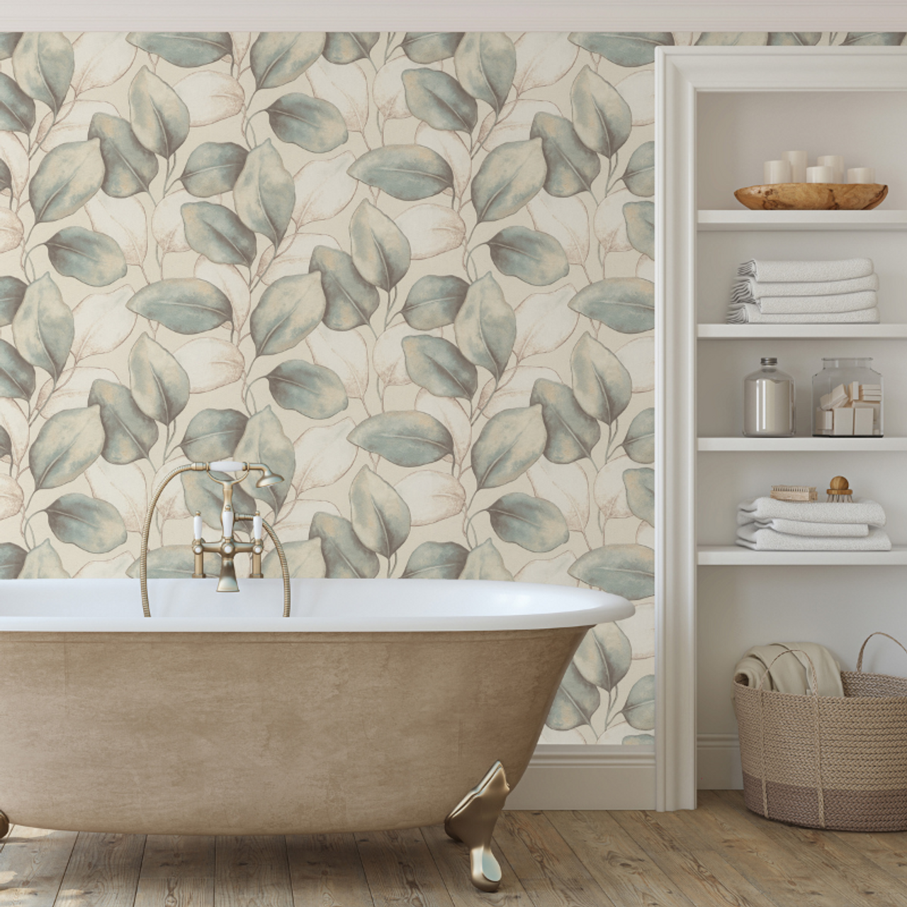 659863 - Opulenza Leaf Wallpaper - Blue - Rasch