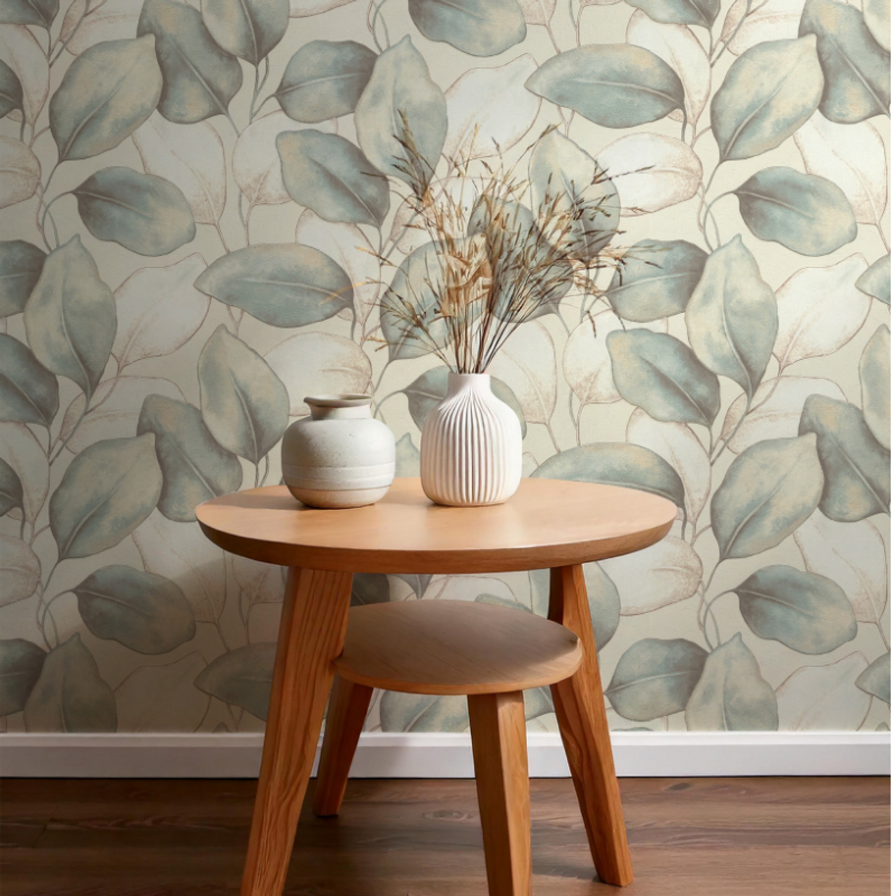 659863 - Opulenza Leaf Wallpaper - Blue - Rasch