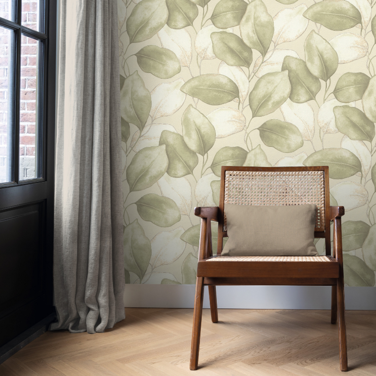 659870 - Opulenza Leaf Wallpaper - Sage - Rasch