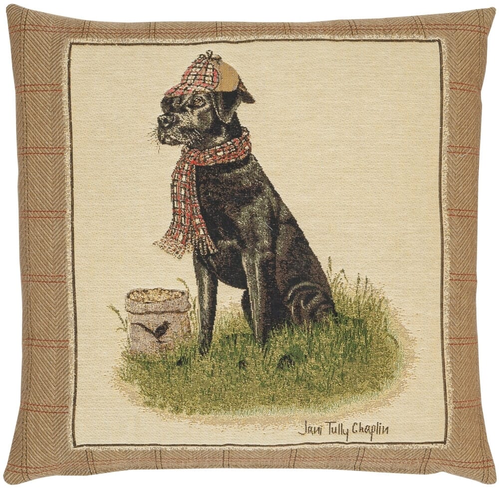 Sir Lancelot Labrador Tapestry Cushion with Feather Filler 