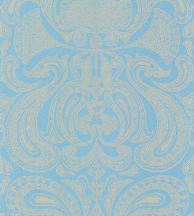 Malabar Wallpaper - Metallic Gilver on Petrol - 66/1001