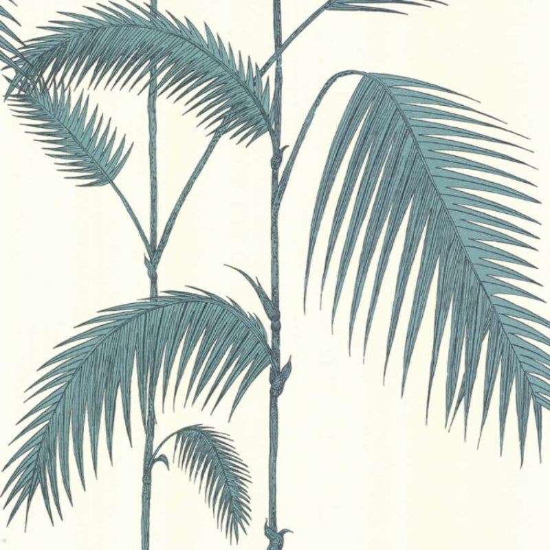 Palm Leaves Wallpaper - Teal on White - 66/2012