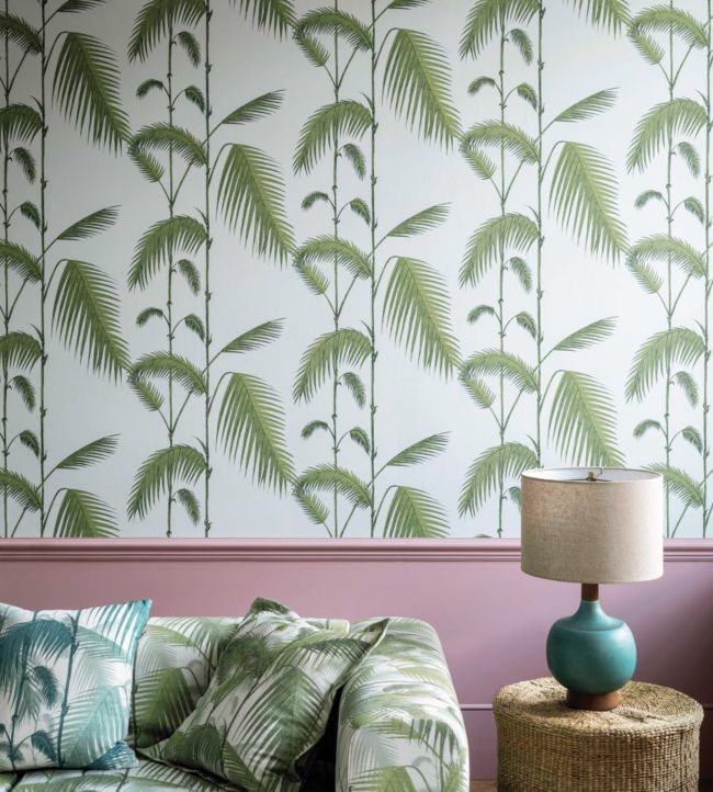 Palm Leaves Wallpaper - Teal on White - 66/2012