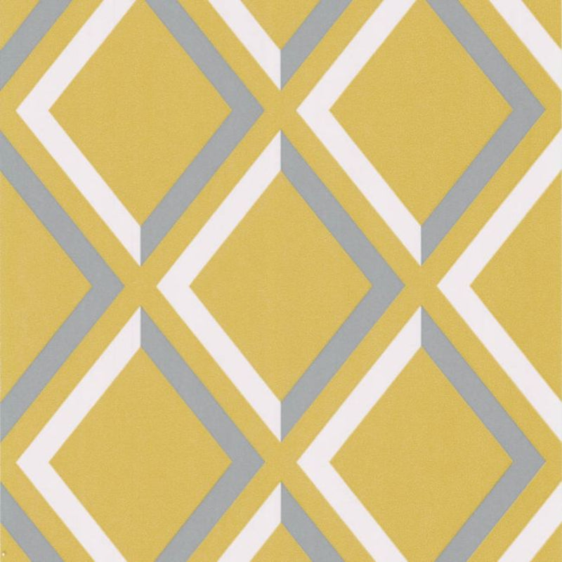 Pompeian Wallpaper - White & Heath Grey on Chartreuse - 66/3018