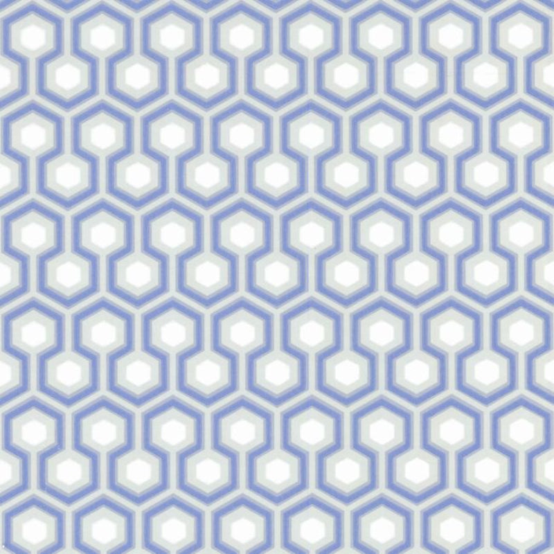 Hicks' Hexagon Wallpaper - Hyacinth Blue & White on Cool Parchment - 66/8054