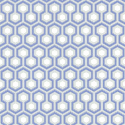 Hicks' Hexagon Wallpaper - Hyacinth Blue & White on Cool Parchment - 66/8054