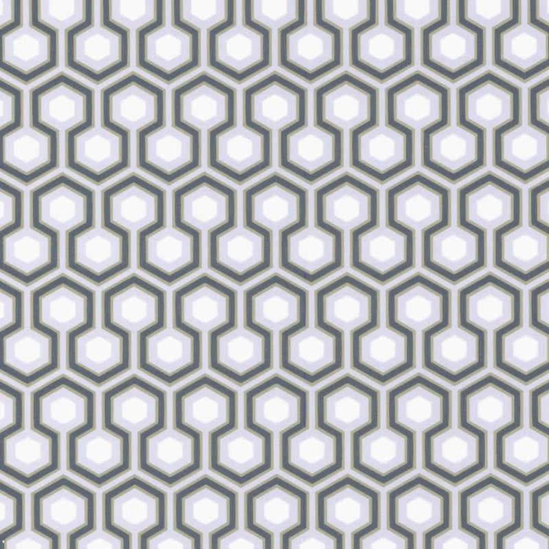 Hicks' Hexagon Wallpaper - Ink & White on Heath Grey - 66/8055