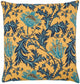Morris Anemone Gold Blue Tapestry Cushion with Feather Filler 