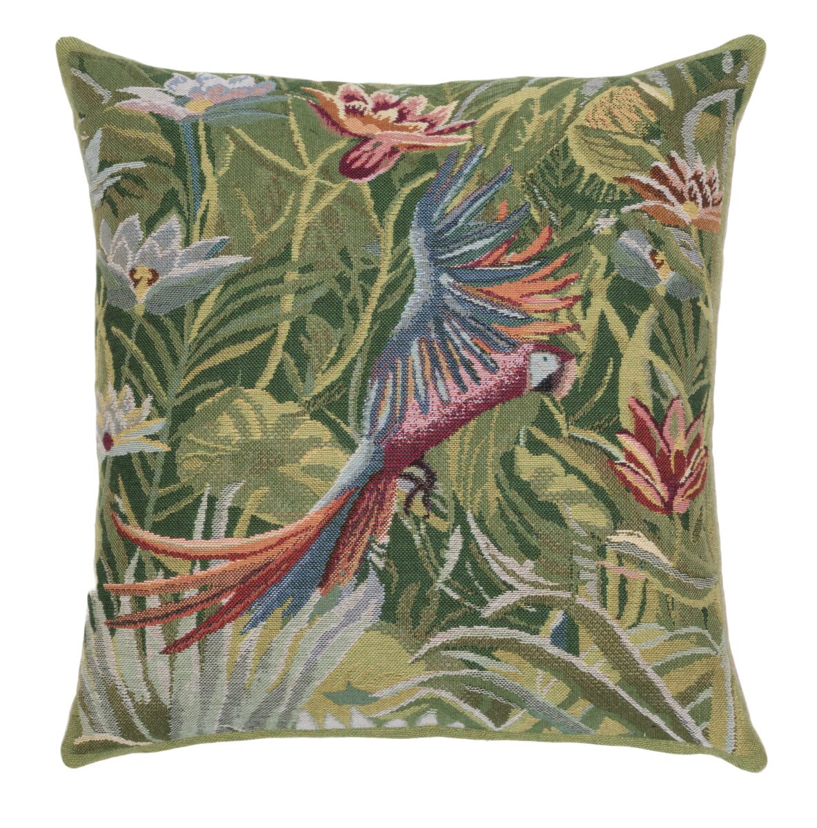 Rousseau Tropical Parrot I Tapestry Cushion with Feather Filler 