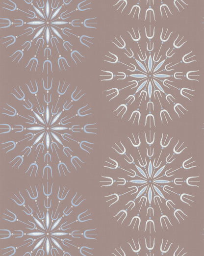 Fioretti Wallpaper - Powder Blue & Chalk on Taupe - 69/1101