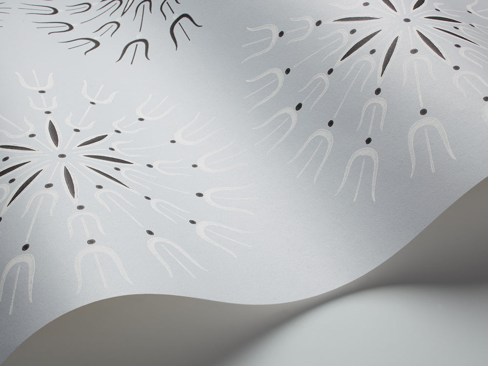 Fioretti Wallpaper - Soot & Snow on Powder Blue - 69/1102