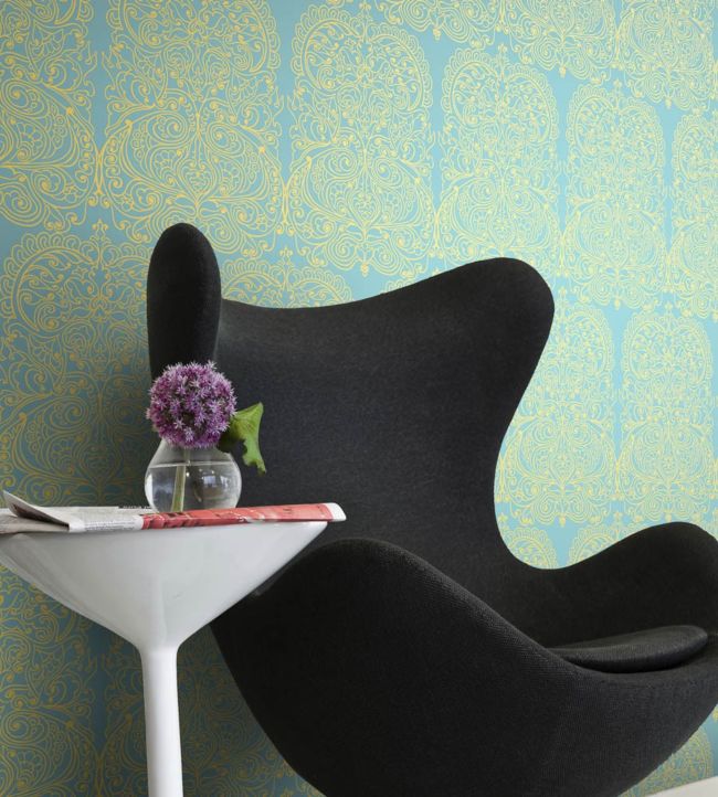 Alpana Wallpaper - Metallic Gold on Black - 69/2105