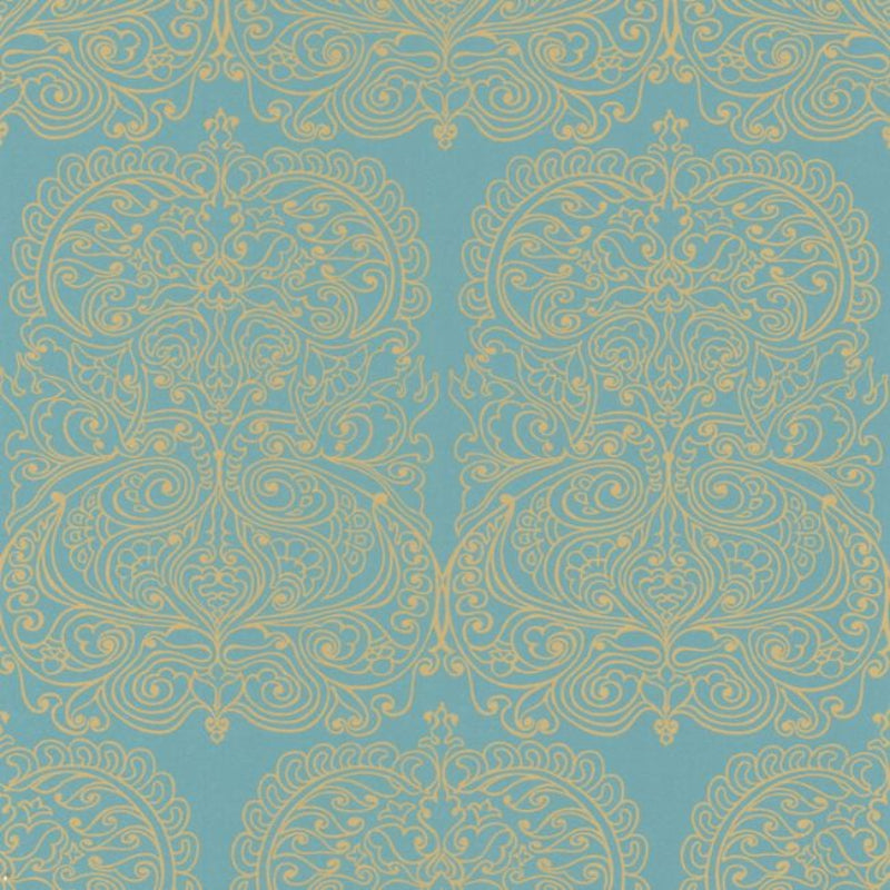 Alpana Wallpaper - Metallic Gold on Petrol - 69/2107
