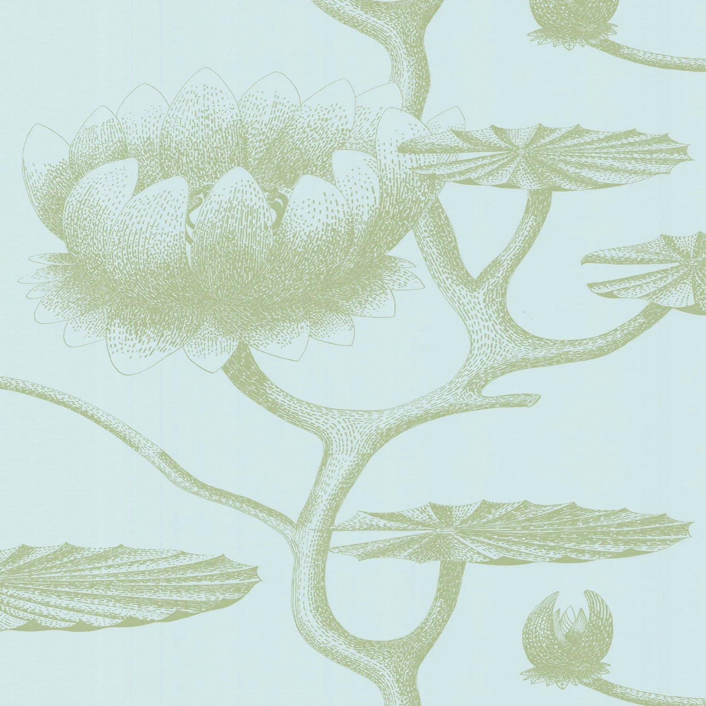 Lily Wallpaper - Olive Green on Seafoam - 69/3112