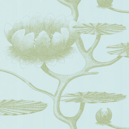 Lily Wallpaper - Olive Green on Seafoam - 69/3112