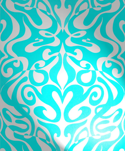 Woodstock Wallpaper - Metallic Silver on Teal - 69/7128
