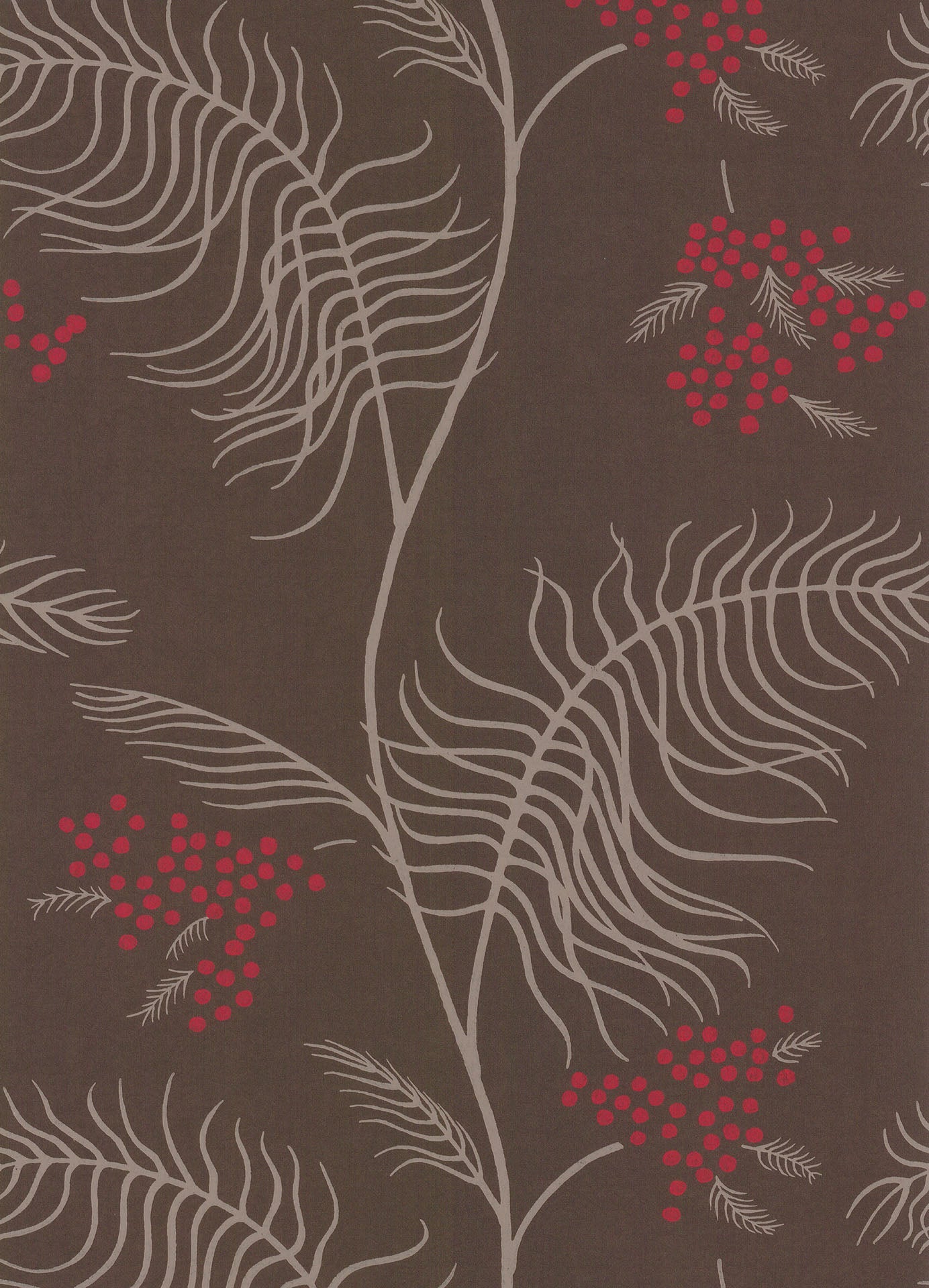 Mimosa Wallpaper - Rouge & Linen on Soot - 69/8129