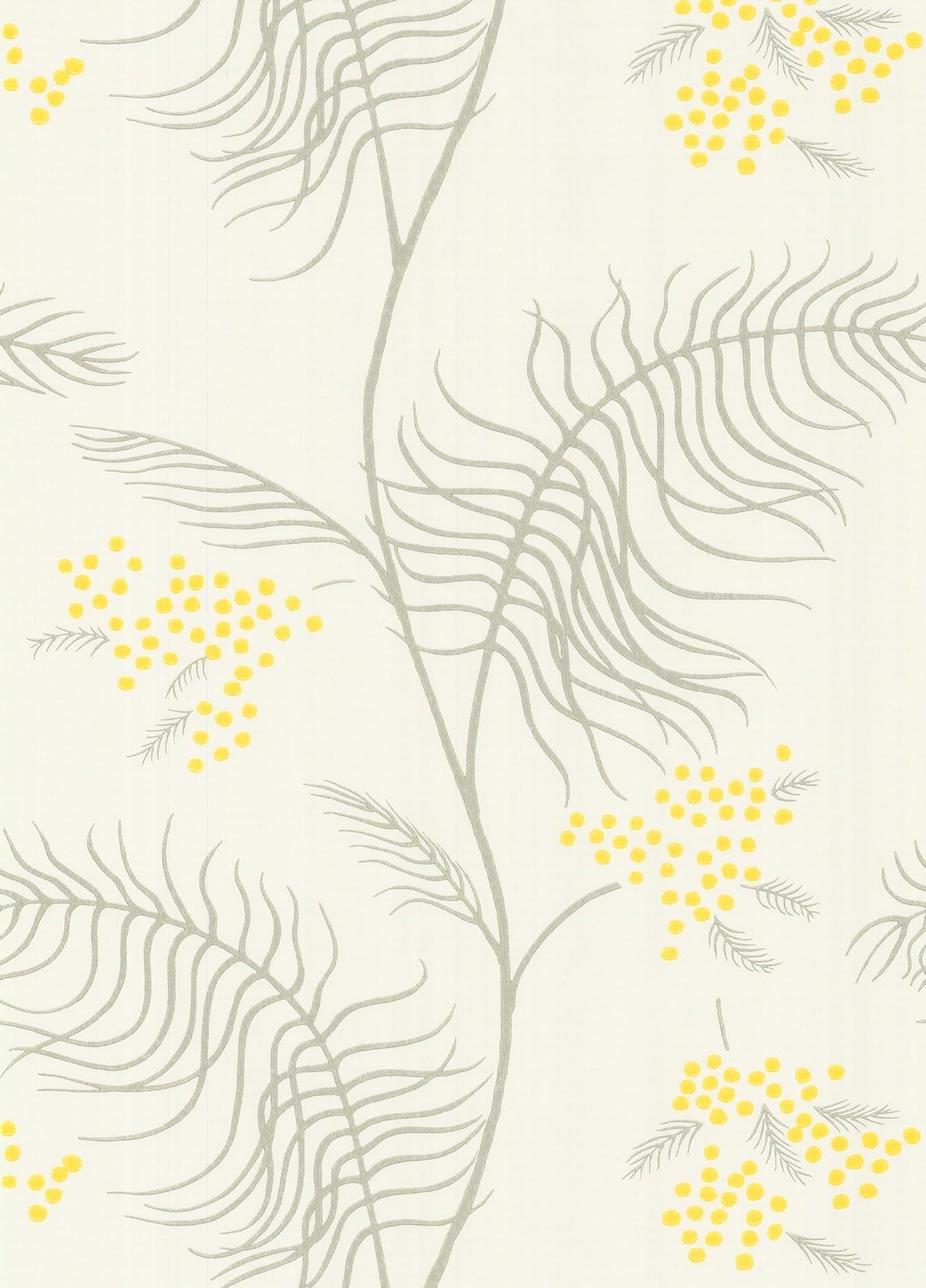 Mimosa Wallpaper - Canary Yellow & Soft Olive on Parchment - 69/8132