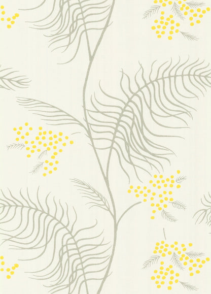 Mimosa Wallpaper - Canary Yellow & Soft Olive on Parchment - 69/8132