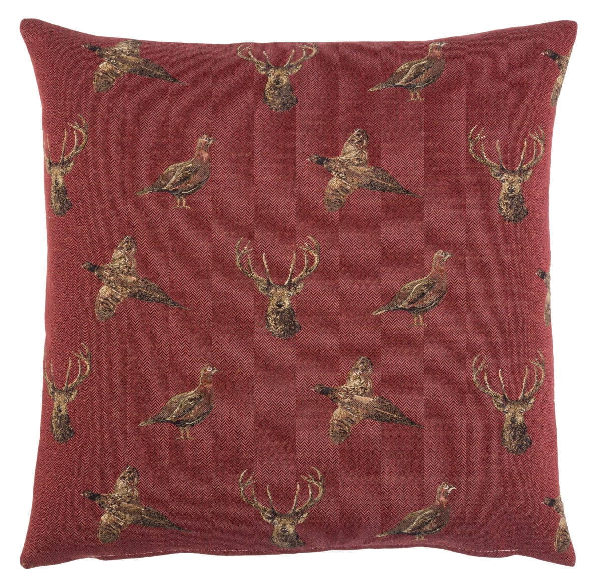 Highland Claret Tapestry Cushion with Feather Filler 