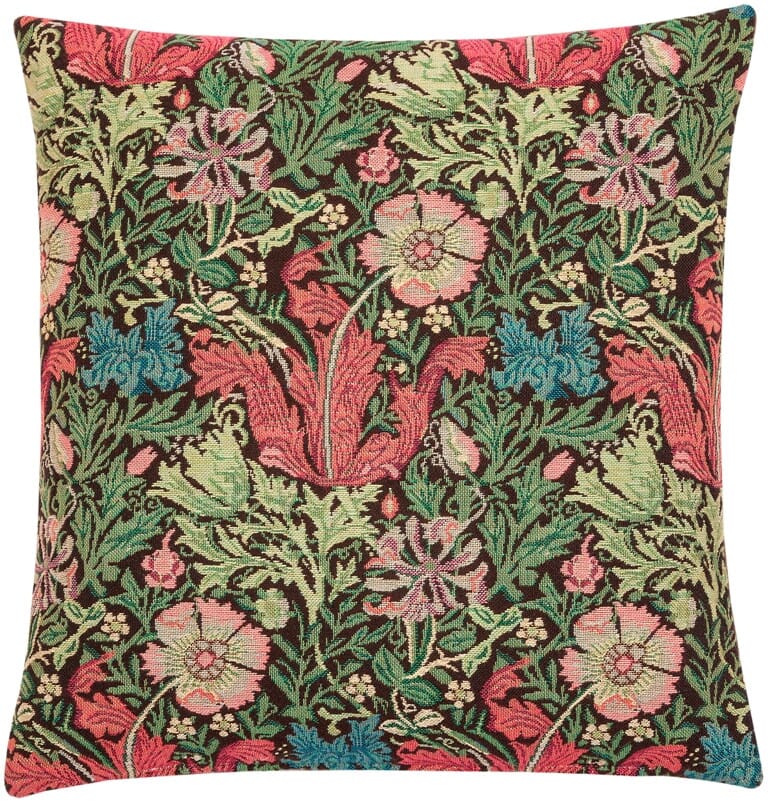 Morris Tulips Tapestry Cushion with Feather Filler 