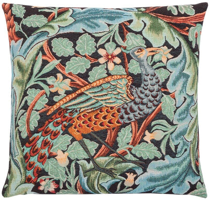 Acanthus & Peacock Tapestry Cushion with Feather Filler 