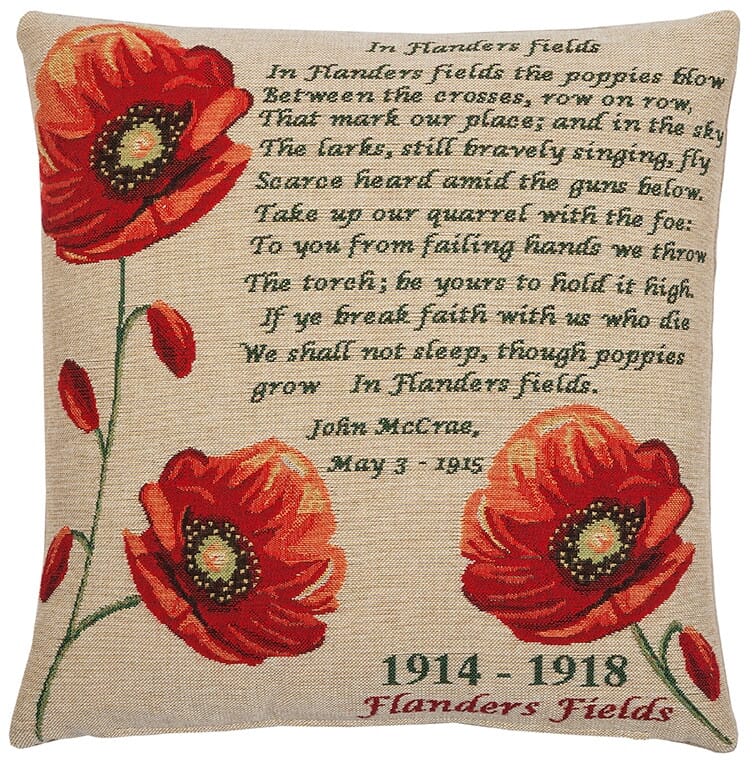 Flanders Fields Tapestry Cushion with Feather Filler 