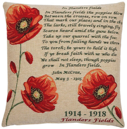 Flanders Fields Tapestry Cushion with Feather Filler 