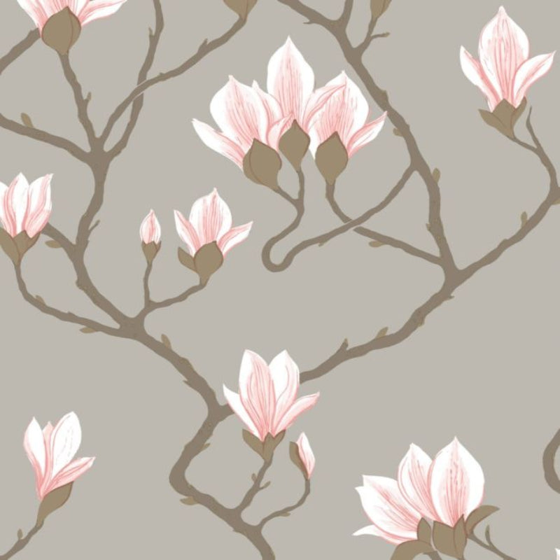 Magnolia Wallpaper - Alabaster on Metallic Silver - 72/3010